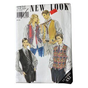 90s New Look 6453 Sewing Pattern Vest Suit Waistcoat & Tie Size Small-XXL UNCUT
